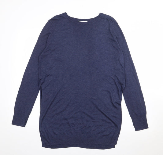 Zara Womens Blue Boat Neck  Viscose Pullover Jumper Size M