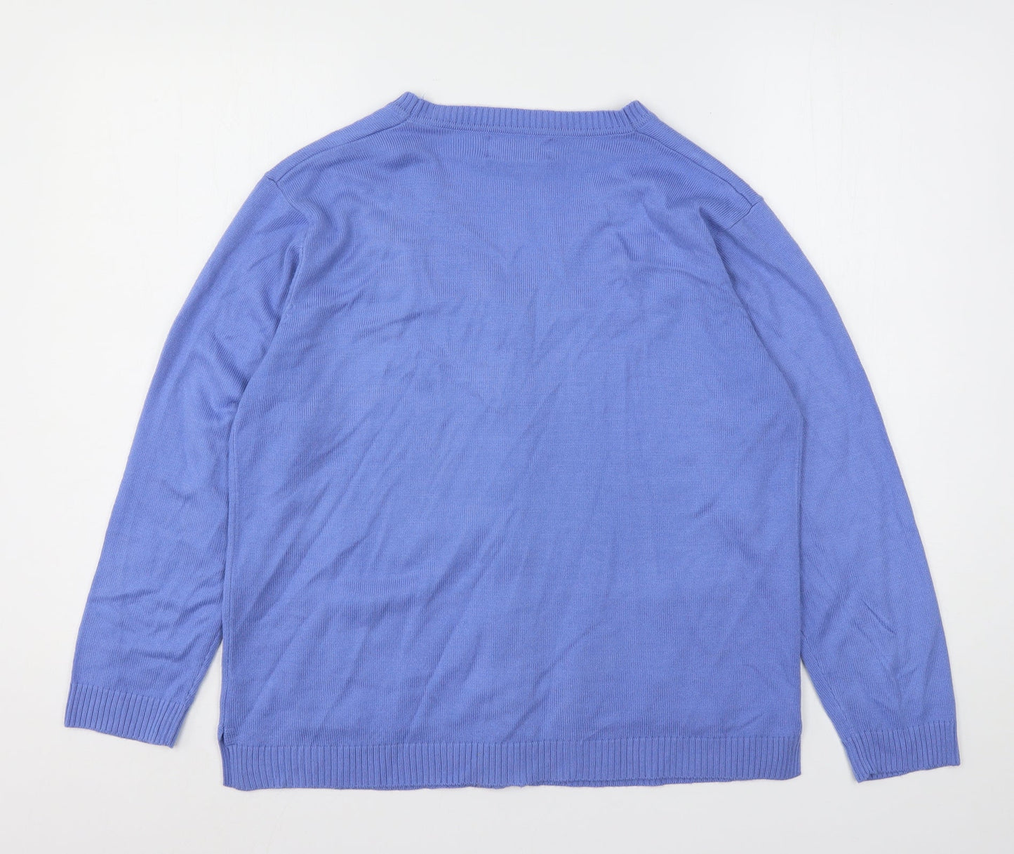 Reflect Womens Blue V-Neck  Acrylic Cardigan Jumper Size M