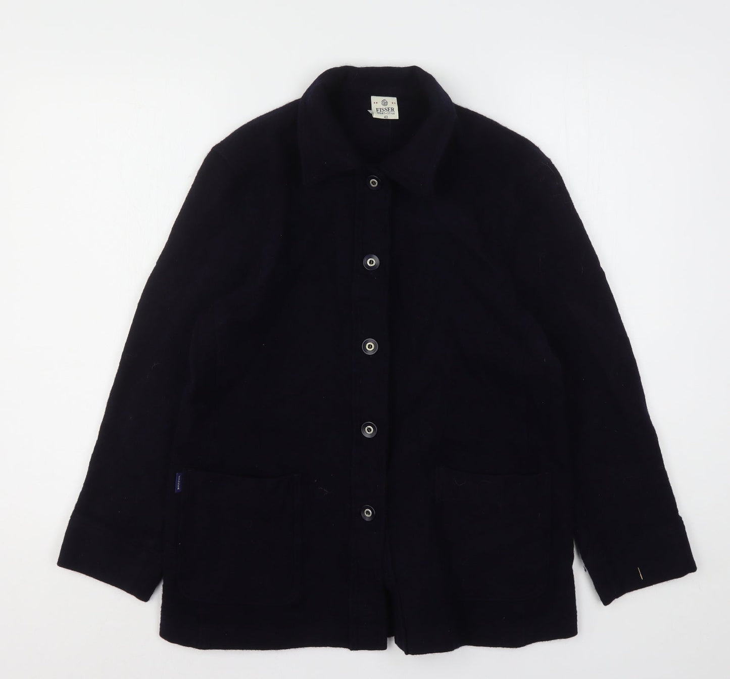 Fisser Womens Blue  Polyester Basic Button-Up Size 12 Collared