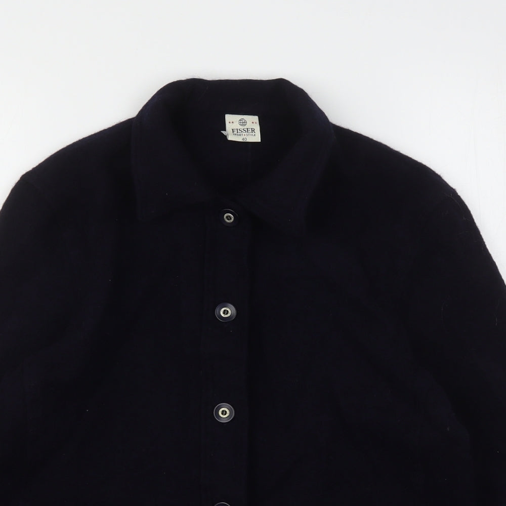 Fisser Womens Blue  Polyester Basic Button-Up Size 12 Collared