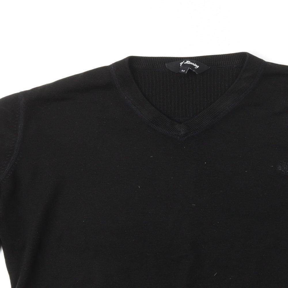 Red Herring Mens Black  Acrylic Pullover Sweatshirt Size M
