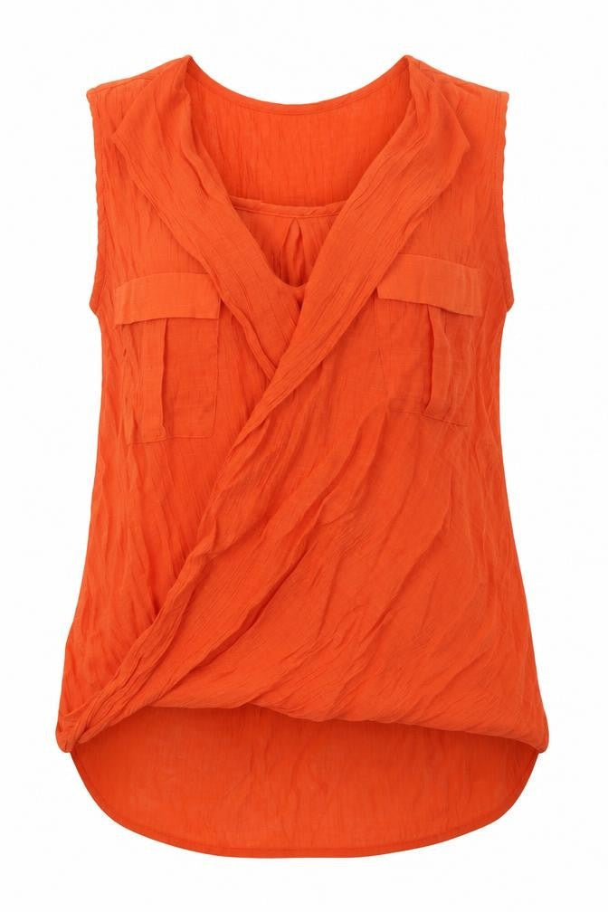 River Island Womens Orange  Viscose Basic T-Shirt Size 6 V-Neck
