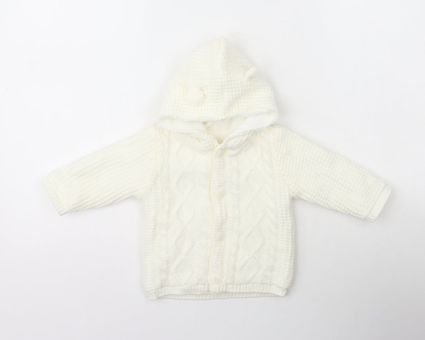 George Girls White  Polyester Cardigan Jumper Size 3-6 Months