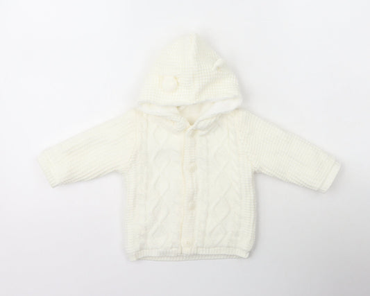 George Girls White  Polyester Cardigan Jumper Size 3-6 Months
