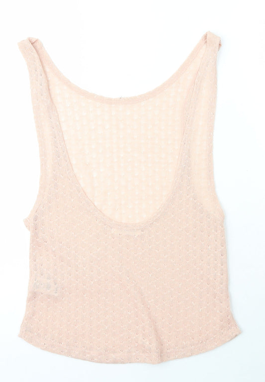 Garage Womens Pink  Polyester Basic T-Shirt Size XS Scoop Neck