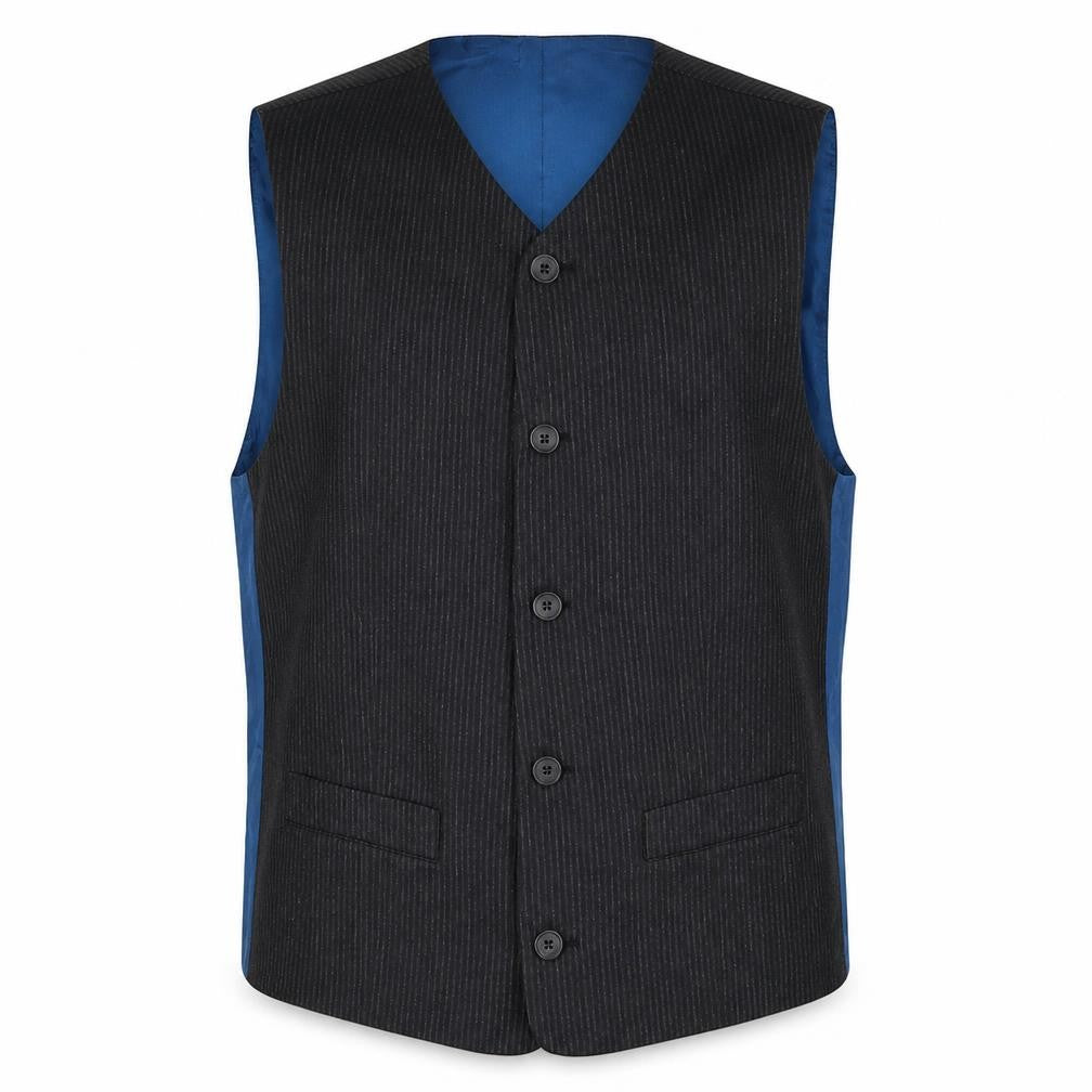 Society Womens Black Striped Polyester Jacket Suit Waistcoat Size M