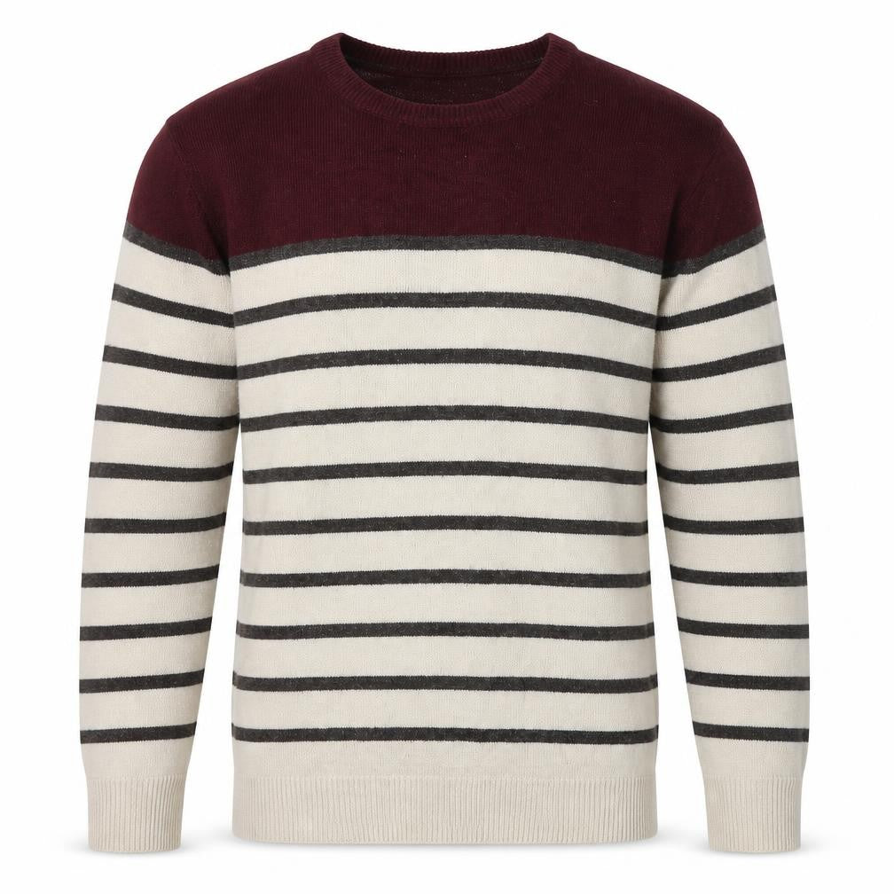 Cedarwood State Mens Multicoloured Round Neck Striped Acrylic Pullover Jumper Size M