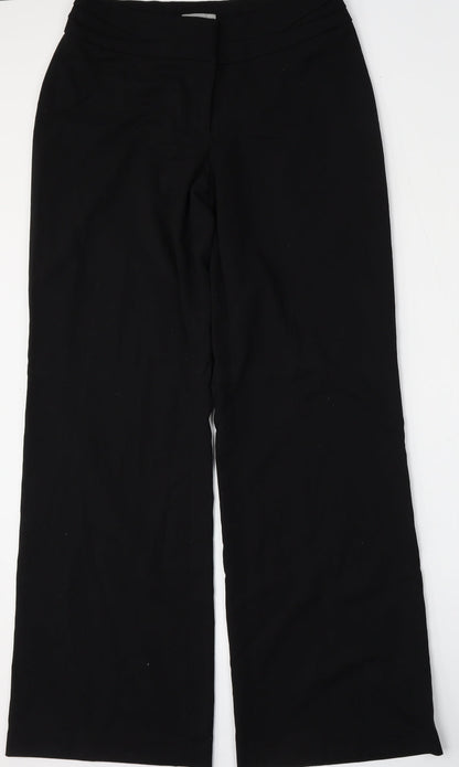 H&M Womens Black  Polyester Trousers  Size 8 L34 in Regular Hook & Eye