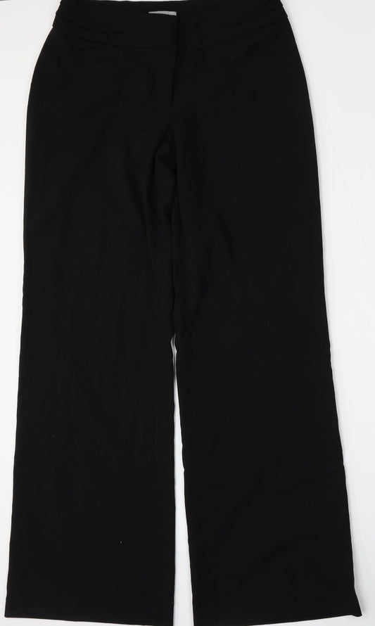 H&M Womens Black  Polyester Trousers  Size 8 L34 in Regular Hook & Eye