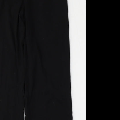 H&M Womens Black  Polyester Trousers  Size 8 L34 in Regular Hook & Eye