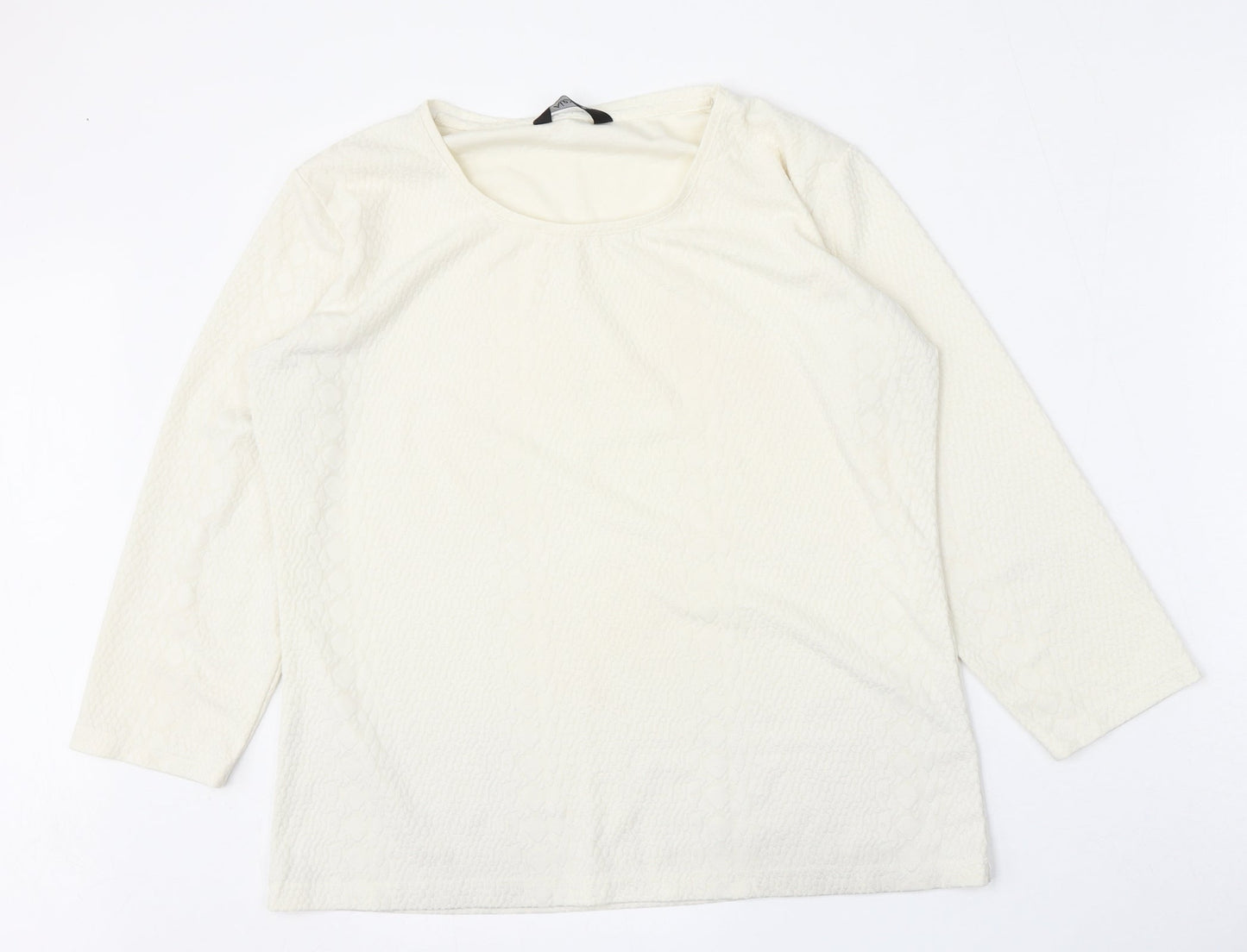 Alexara Womens Beige  Polyester Basic T-Shirt Size 16 Round Neck