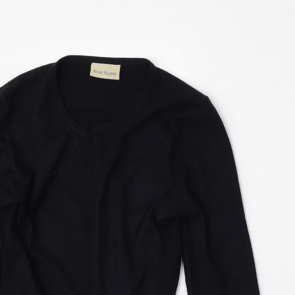 River Island Womens Black Round Neck  Acrylic Cardigan Jumper Size S