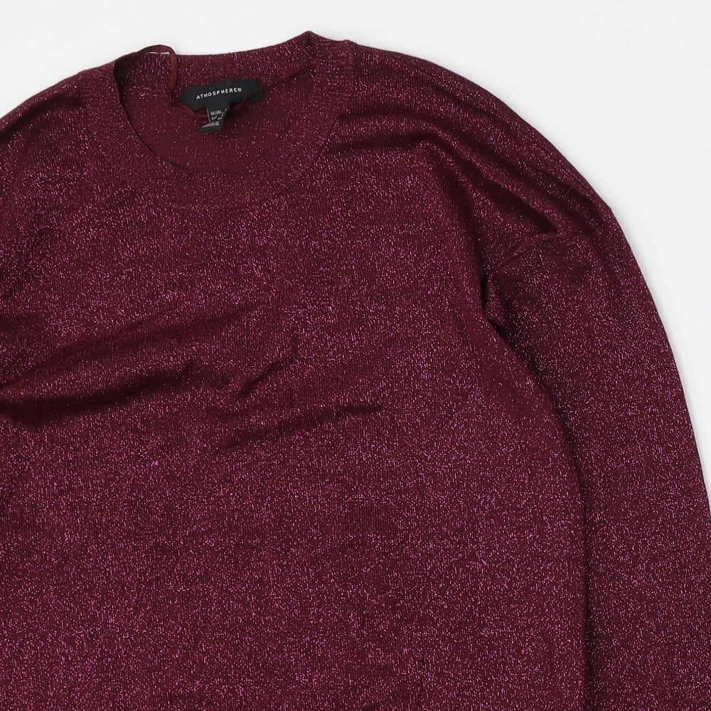 Atmosphere Womens Purple Round Neck  Viscose Pullover Jumper Size 8