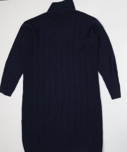 Tu Womens Blue Collared  Acrylic Pullover Jumper Size 10