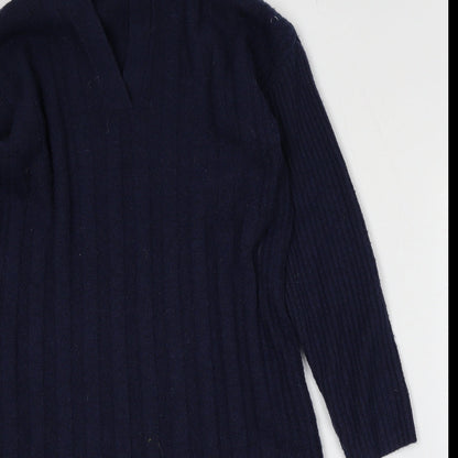 Tu Womens Blue Collared  Acrylic Pullover Jumper Size 10