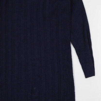 Tu Womens Blue Collared  Acrylic Pullover Jumper Size 10