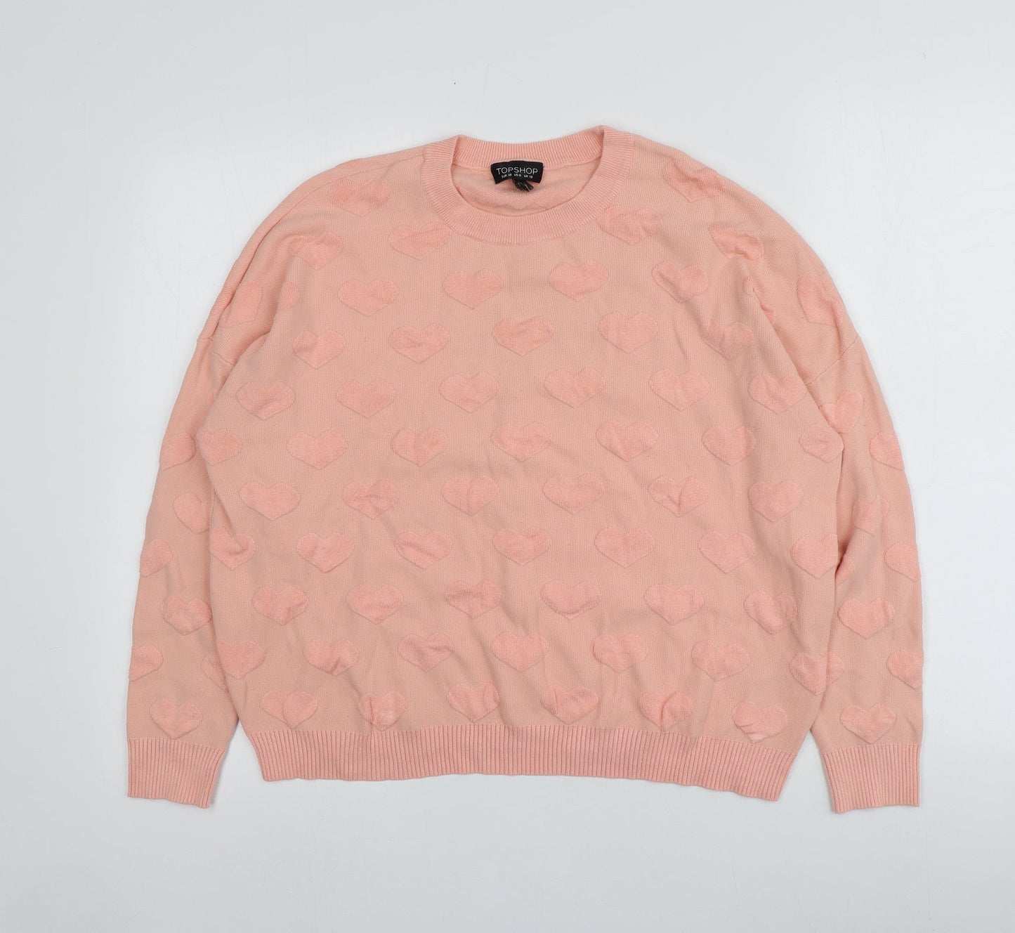 Topshop Womens Pink Round Neck  Viscose Pullover Jumper Size 10