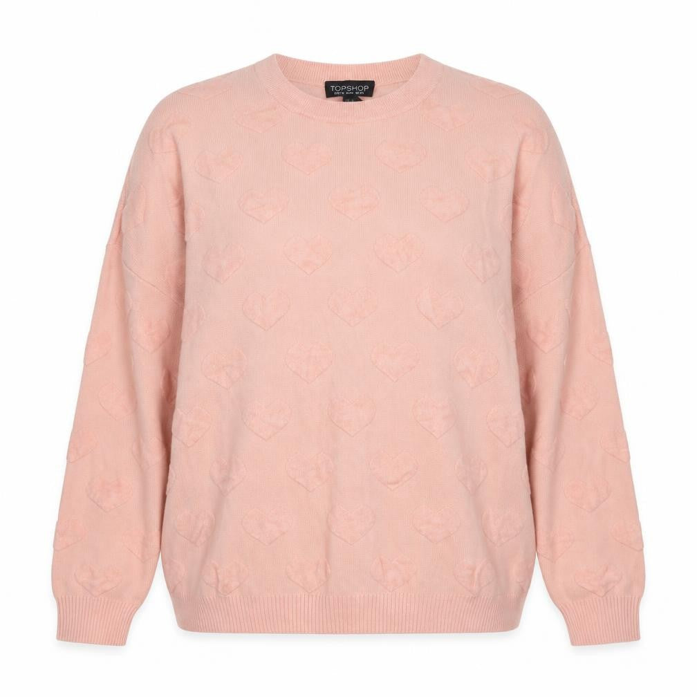 Topshop Womens Pink Round Neck  Viscose Pullover Jumper Size 10