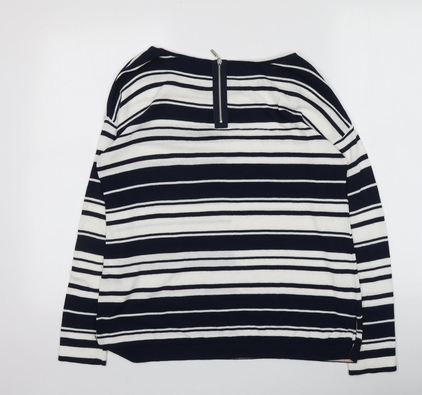 Wallis Womens Blue Striped Viscose Basic T-Shirt Size S Round Neck