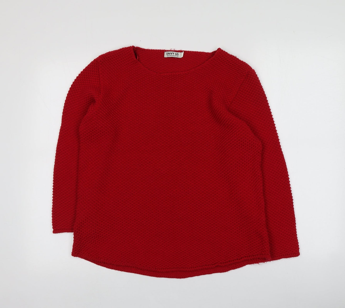 ENVY US Womens Red Round Neck  Acrylic Pullover Jumper Size L