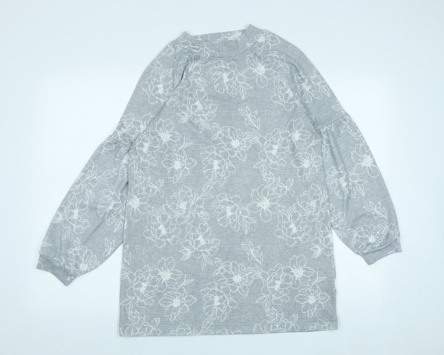 Marks and Spencer Womens Green Round Neck Floral Polyester Pullover Jumper Size 10