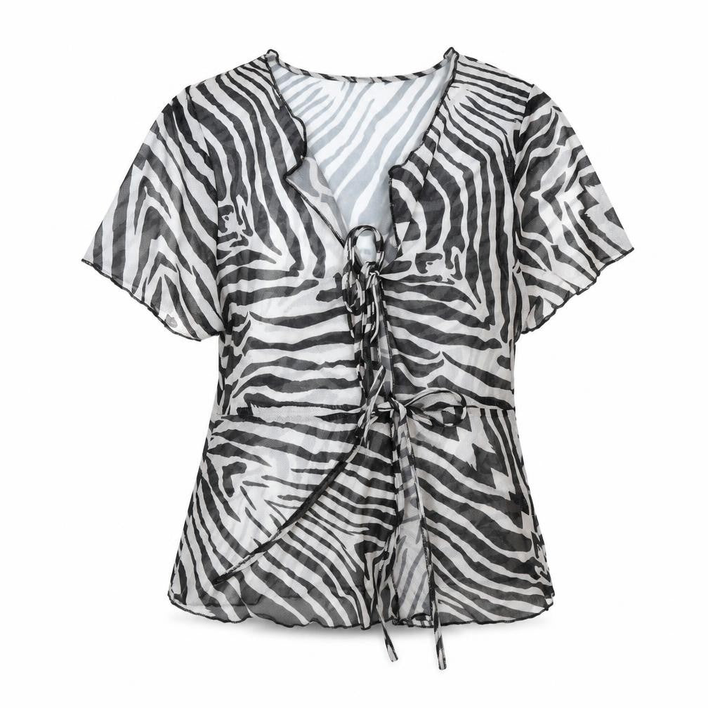 SheIn Womens Multicoloured Geometric Polyester Wrap Blouse Size XL V-Neck