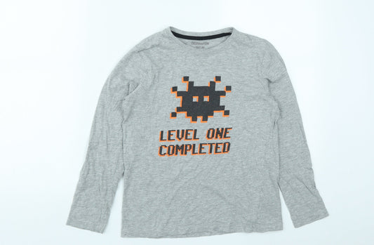 Destination Boys Grey  Cotton Basic Casual Size 9-10 Years Round Neck