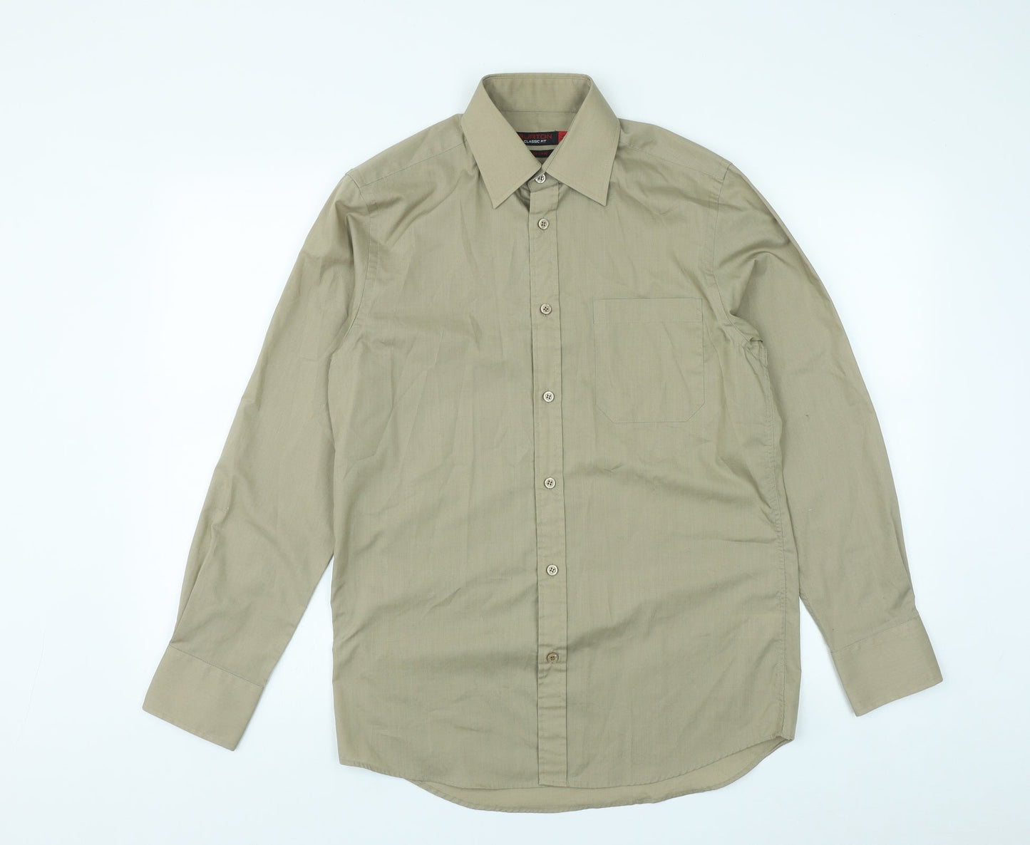 Burton Mens Brown  Polyester  Button-Up Size 14.5 Collared Button
