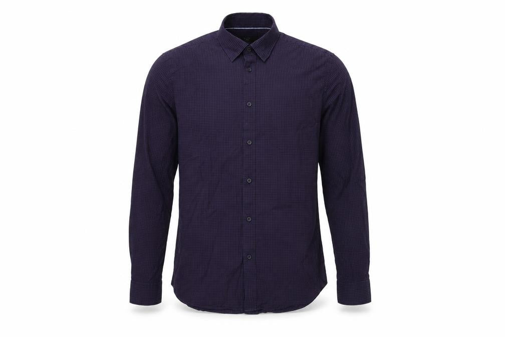 Marks & Spencer Mens Purple Plaid Cotton  Button-Up Size M Collared Button