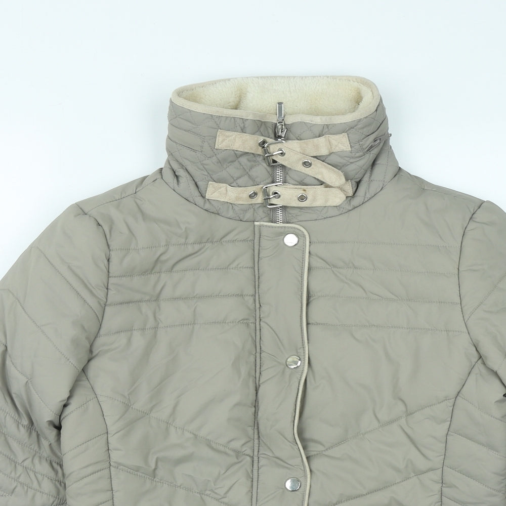 New Look Womens Beige   Quilted Coat Size 10  Zip