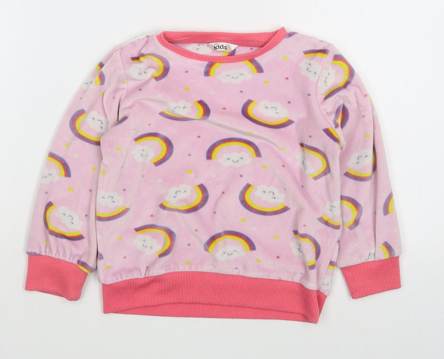 M&Co Girls Pink Geometric Polyester Top Pyjama Top Size 3-4 Years  Pullover