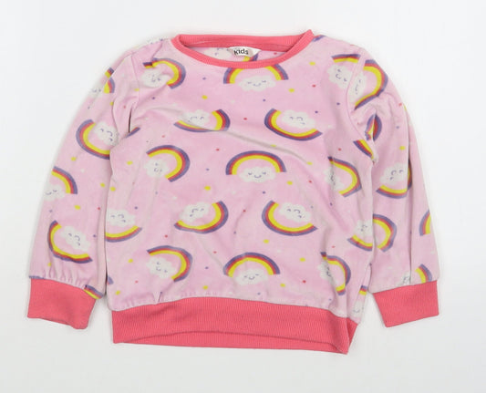 M&Co Girls Pink Geometric Polyester Top Pyjama Top Size 3-4 Years  Pullover
