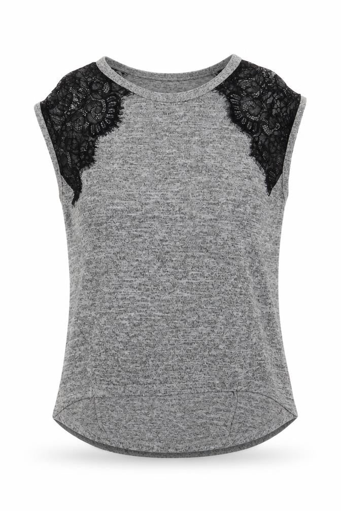 Miss Selfridge Womens Grey  Polyester Basic T-Shirt Size 6 Boat Neck