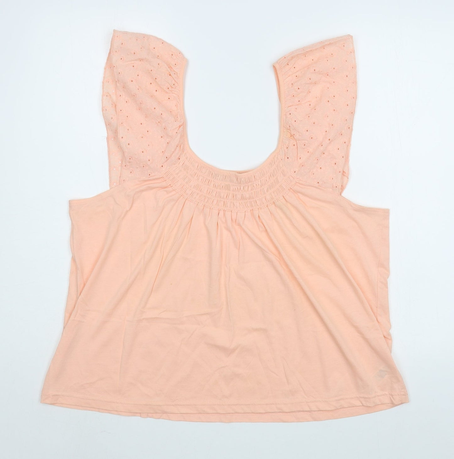 Dunnes Stores Womens Pink  100% Cotton Basic Blouse Size L Scoop Neck