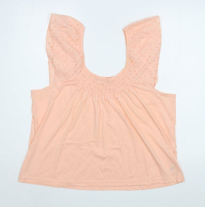 Dunnes Womens Pink  100% Cotton Basic Blouse Size L Scoop Neck