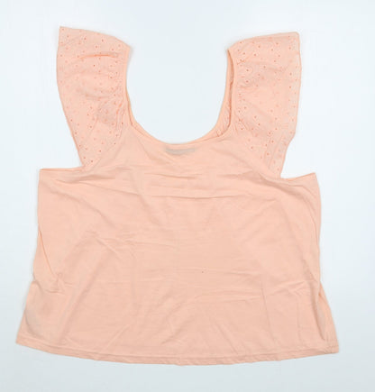 Dunnes Womens Pink  100% Cotton Basic Blouse Size L Scoop Neck