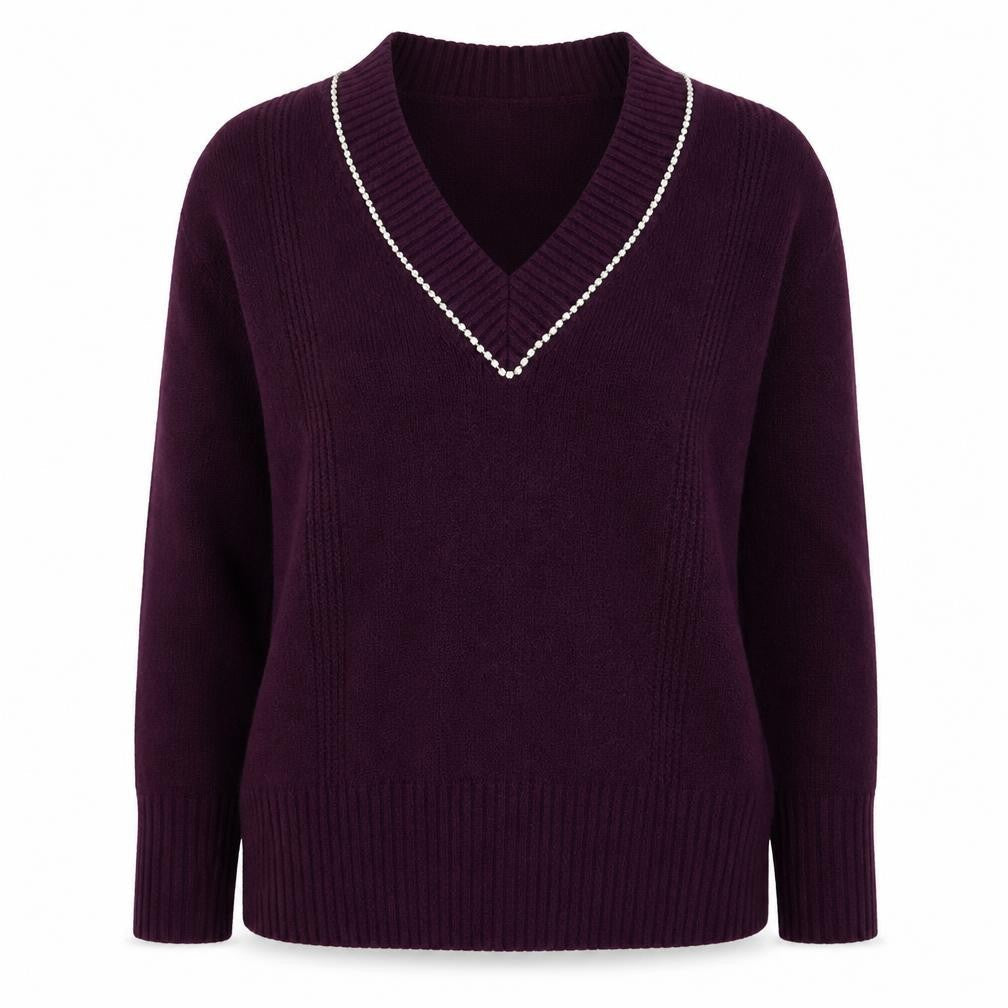 NEXT Womens Purple V-Neck  Polyester Pullover Jumper Size S