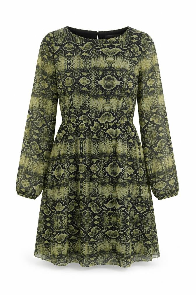 Copperose Womens Brown Animal Print Polyester A-Line  Size M  Boat Neck Button