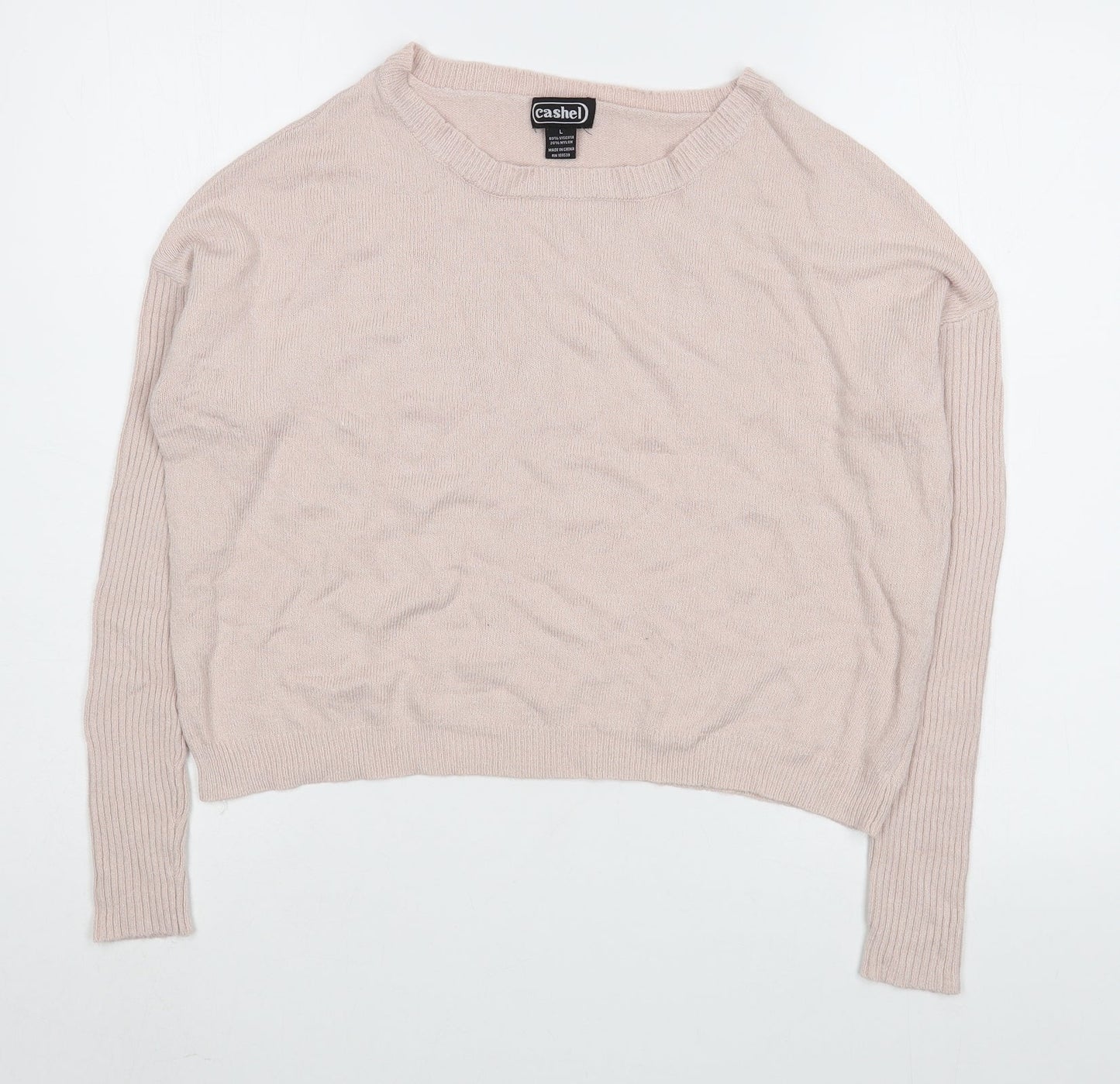 Cashel Womens Pink Boat Neck  Viscose Pullover Jumper Size L