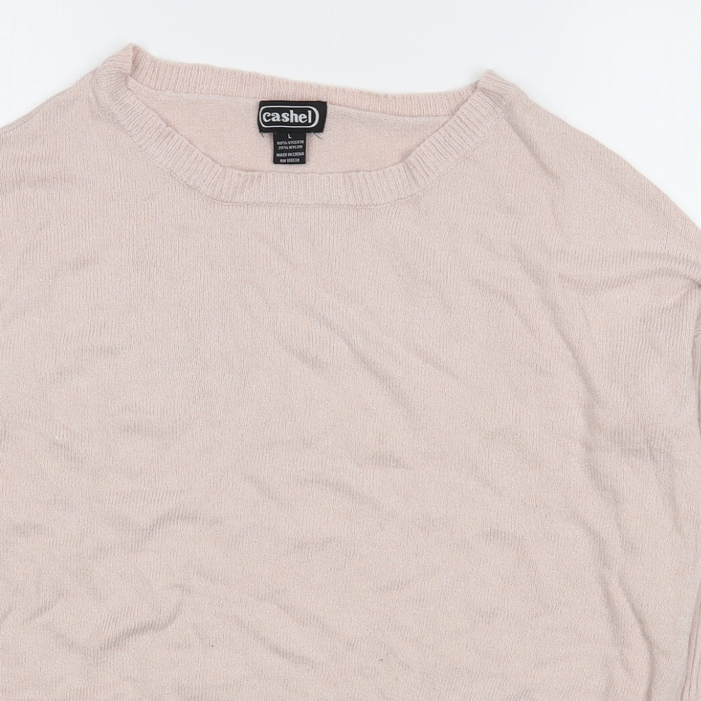 Cashel Womens Pink Boat Neck  Viscose Pullover Jumper Size L