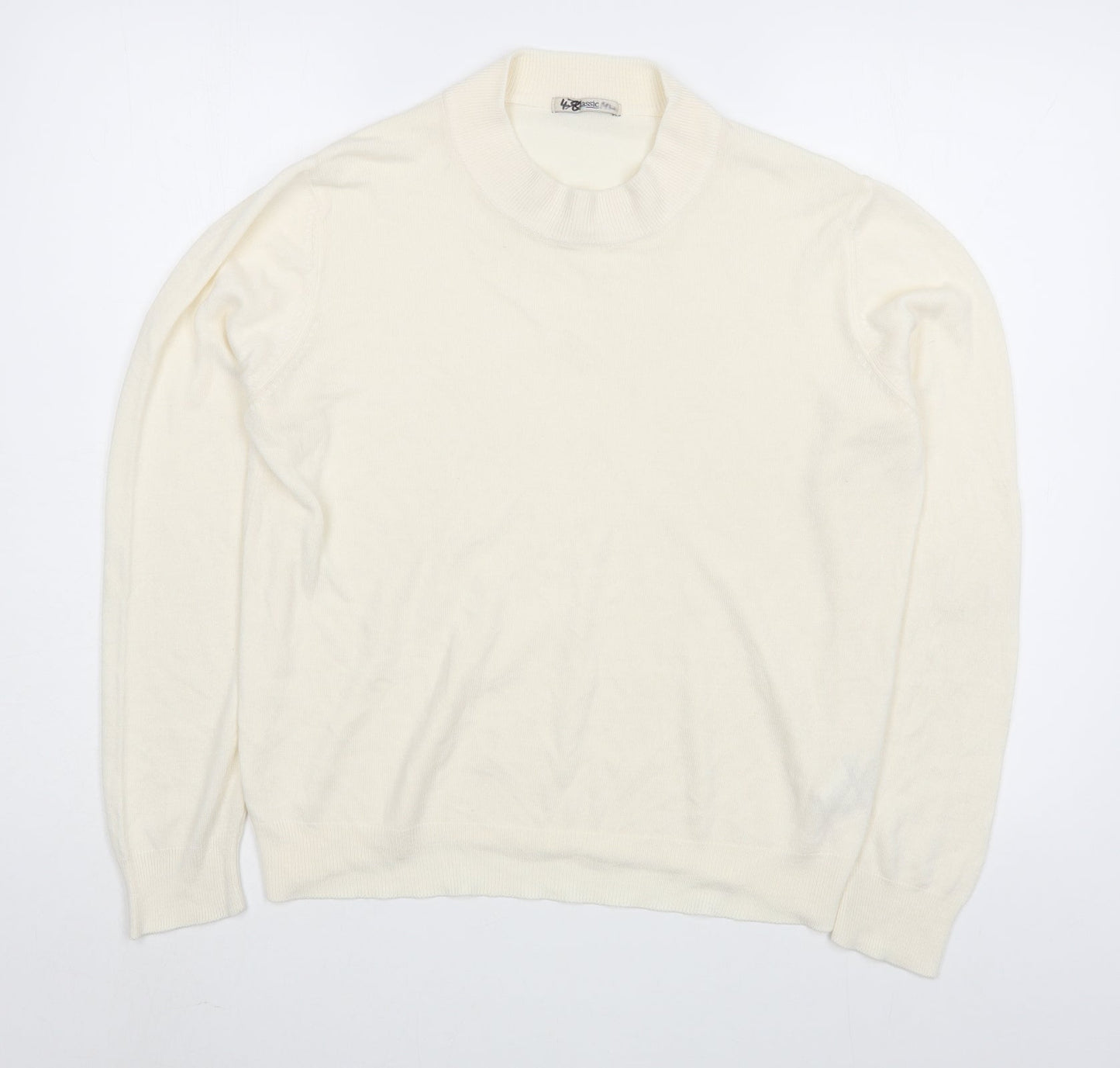 Marks and Spencer Womens White Round Neck  Acrylic Pullover Jumper Size 16