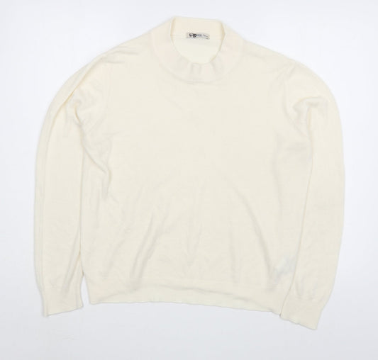 Marks and Spencer Womens White Round Neck  Acrylic Pullover Jumper Size 16
