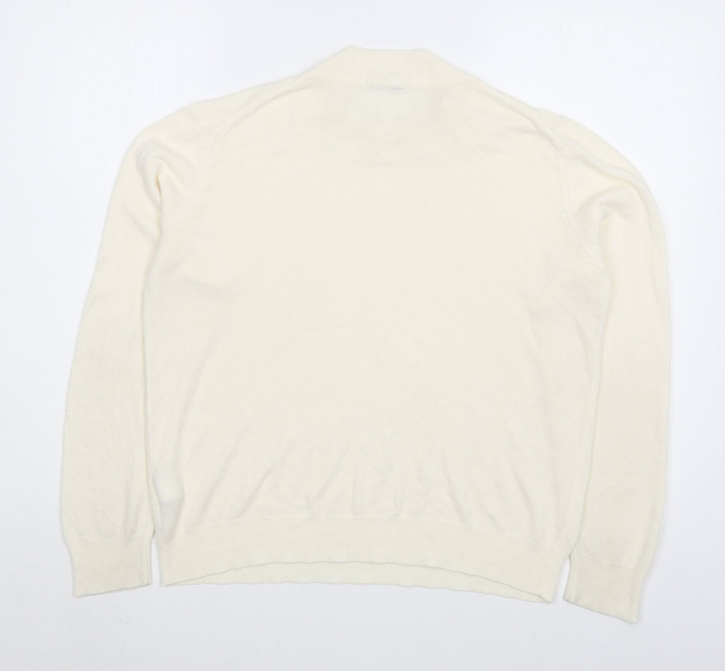 Marks and Spencer Womens White Round Neck  Acrylic Pullover Jumper Size 16