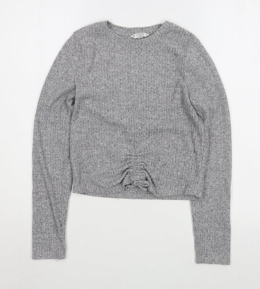 Matalan Girls Grey Round Neck  Polyester Pullover Jumper Size 13 Years  Pullover