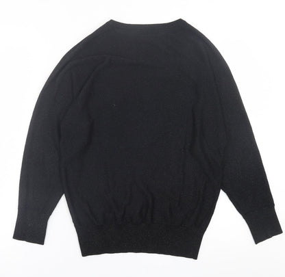 Dunnes Womens Black Crew Neck  Viscose Pullover Jumper Size S