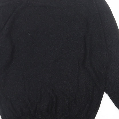 Dunnes Womens Black Crew Neck  Viscose Pullover Jumper Size S