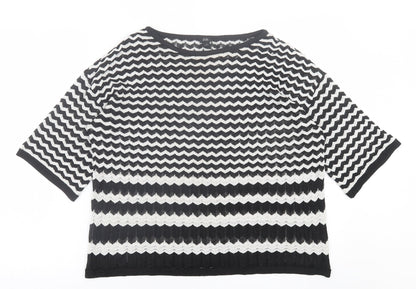 River Island Womens White Crew Neck Striped Polyester Pullover Jumper Size 10