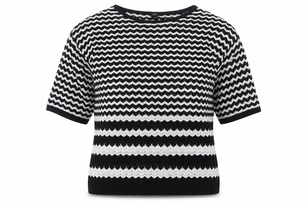 River Island Womens White Crew Neck Striped Polyester Pullover Jumper Size 10