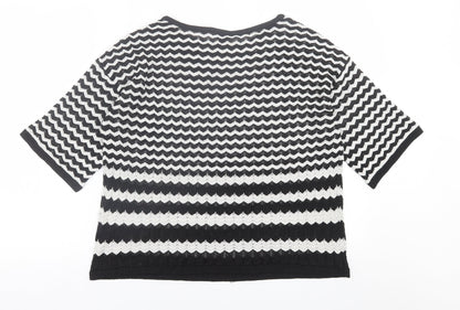 River Island Womens White Crew Neck Striped Polyester Pullover Jumper Size 10