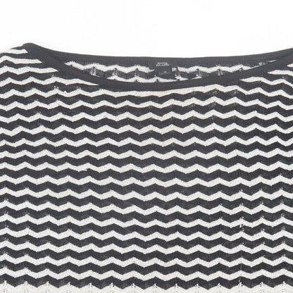 River Island Womens White Crew Neck Striped Polyester Pullover Jumper Size 10